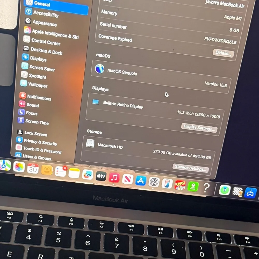 MacBook Air M1 2020 256GB 8GB RAM